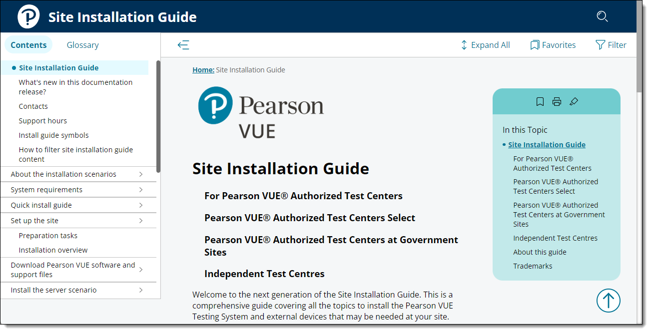 English version of the Site Installation Guide